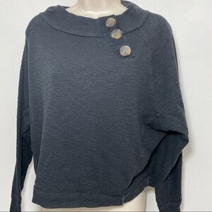 Free people we the free crop oversized sweater sweatshirt black size small